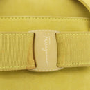 Salvatore Ferragamo Vara Ribbon Hand Bag Suede Yellow Silver Auth ka6920-15