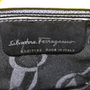 Salvatore Ferragamo Vara Ribbon Hand Bag Suede Yellow Silver Auth ka6920-17