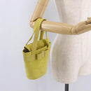 Salvatore Ferragamo Vara Ribbon Hand Bag Suede Yellow Silver Auth ka6920-23