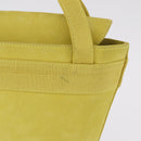 Salvatore Ferragamo Vara Ribbon Hand Bag Suede Yellow Silver Auth ka6920-4