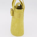 Salvatore Ferragamo Vara Ribbon Hand Bag Suede Yellow Silver Auth ka6920-5