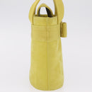 Salvatore Ferragamo Vara Ribbon Hand Bag Suede Yellow Silver Auth ka6920-6