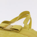 Salvatore Ferragamo Vara Ribbon Hand Bag Suede Yellow Silver Auth ka6920-9