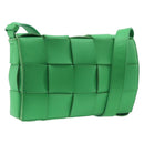 Bottega Veneta MAXI INTRECCIATO Cassette Bag Leather Green Silver Auth ka6923V-1