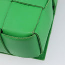 Bottega Veneta MAXI INTRECCIATO Cassette Bag Leather Green Silver Auth ka6923V-13