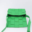 Bottega Veneta MAXI INTRECCIATO Cassette Bag Leather Green Silver Auth ka6923V-15
