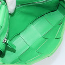 Bottega Veneta MAXI INTRECCIATO Cassette Bag Leather Green Silver Auth ka6923V-17