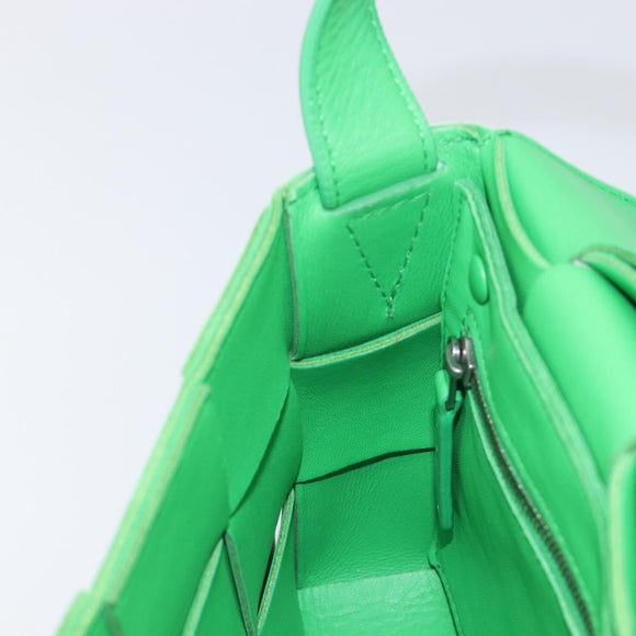 Bottega Veneta MAXI INTRECCIATO Cassette Bag Leather Green Silver Auth ka6923V