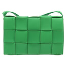 Bottega Veneta MAXI INTRECCIATO Cassette Bag Leather Green Silver Auth ka6923V-2