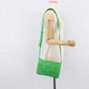 Bottega Veneta MAXI INTRECCIATO Cassette Bag Leather Green Silver Auth ka6923V-23