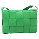 Bottega Veneta MAXI INTRECCIATO Cassette Bag Leather Green Silver Auth ka6923V-3