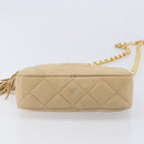CHANEL Matelasse Chain Shoulder Bag Lamb Skin Beige Gold CC Auth ka6924A-12