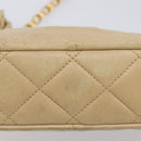 CHANEL Matelasse Chain Shoulder Bag Lamb Skin Beige Gold CC Auth ka6924A-13