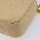 CHANEL Matelasse Chain Shoulder Bag Lamb Skin Beige Gold CC Auth ka6924A-14