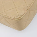 CHANEL Matelasse Chain Shoulder Bag Lamb Skin Beige Gold CC Auth ka6924A-15