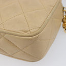 CHANEL Matelasse Chain Shoulder Bag Lamb Skin Beige Gold CC Auth ka6924A-16