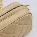 CHANEL Matelasse Chain Shoulder Bag Lamb Skin Beige Gold CC Auth ka6924A-18