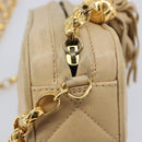 CHANEL Matelasse Chain Shoulder Bag Lamb Skin Beige Gold CC Auth ka6924A-20