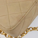 CHANEL Matelasse Chain Shoulder Bag Lamb Skin Beige Gold CC Auth ka6924A-22