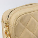 CHANEL Matelasse Chain Shoulder Bag Lamb Skin Beige Gold CC Auth ka6924A-23