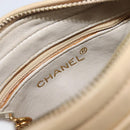 CHANEL Matelasse Chain Shoulder Bag Lamb Skin Beige Gold CC Auth ka6924A-25
