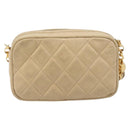 CHANEL Matelasse Chain Shoulder Bag Lamb Skin Beige Gold CC Auth ka6924A-3