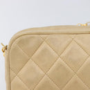 CHANEL Matelasse Chain Shoulder Bag Lamb Skin Beige Gold CC Auth ka6924A-4