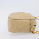 CHANEL Matelasse Chain Shoulder Bag Lamb Skin Beige Gold CC Auth ka6924A-5
