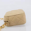 CHANEL Matelasse Chain Shoulder Bag Lamb Skin Beige Gold CC Auth ka6924A-6
