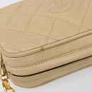 CHANEL Matelasse Chain Shoulder Bag Lamb Skin Beige Gold CC Auth ka6924A-8