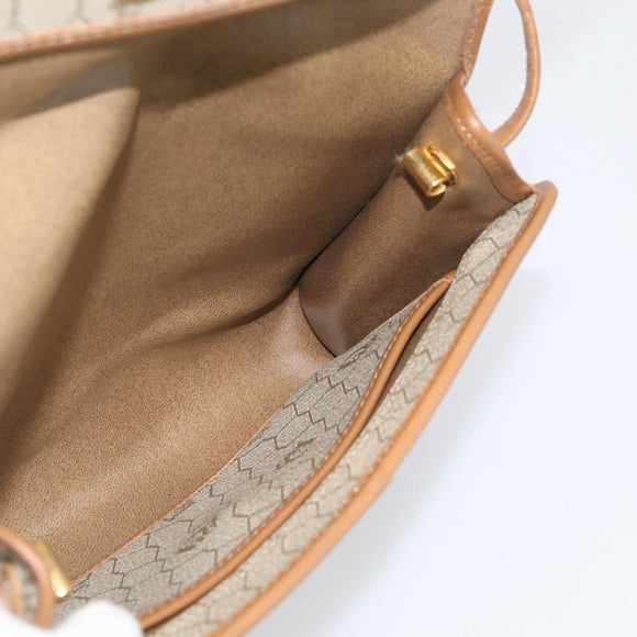 Christian Dior Honeycomb Canvas Shoulder Bag PVC Beige Gold Auth ka6925