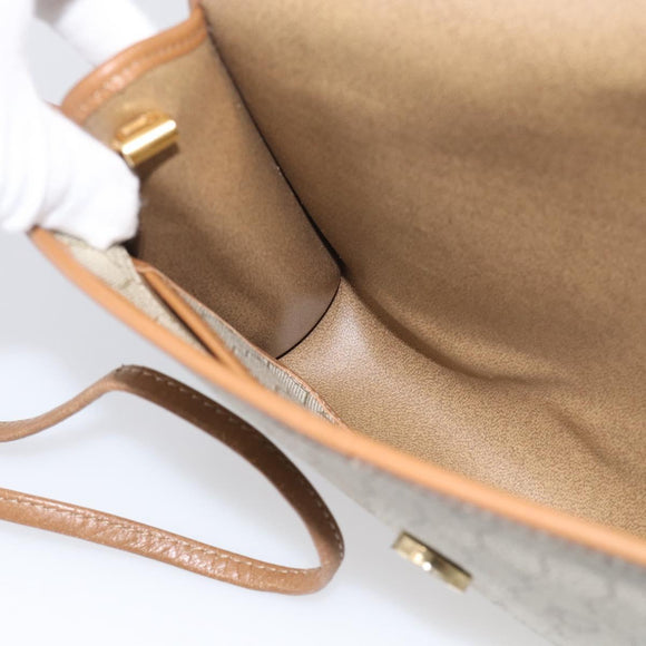 Christian Dior Honeycomb Canvas Shoulder Bag PVC Beige Gold Auth ka6925