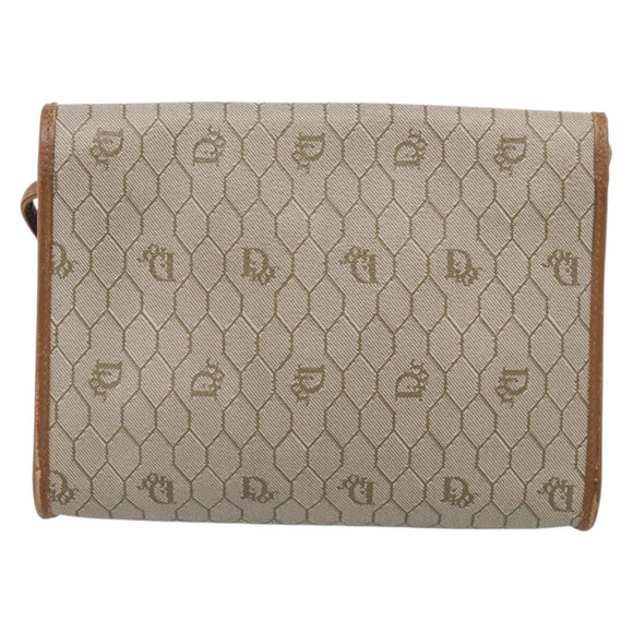 Christian Dior Honeycomb Canvas Shoulder Bag PVC Beige Gold Auth ka6925