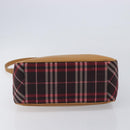 BURBERRY Nova Check Blue Label Shoulder Bag Canvas Red Silver Auth ka6927-10