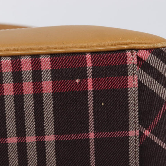 BURBERRY Nova Check Blue Label Shoulder Bag Canvas Red Silver Auth ka6927