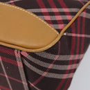 BURBERRY Nova Check Blue Label Shoulder Bag Canvas Red Silver Auth ka6927-12