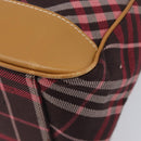 BURBERRY Nova Check Blue Label Shoulder Bag Canvas Red Silver Auth ka6927-14