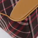 BURBERRY Nova Check Blue Label Shoulder Bag Canvas Red Silver Auth ka6927-15