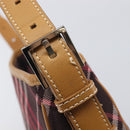 BURBERRY Nova Check Blue Label Shoulder Bag Canvas Red Silver Auth ka6927-18