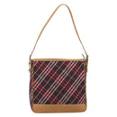 BURBERRY Nova Check Blue Label Shoulder Bag Canvas Red Silver Auth ka6927-2