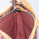 BURBERRY Nova Check Blue Label Shoulder Bag Canvas Red Silver Auth ka6927-22