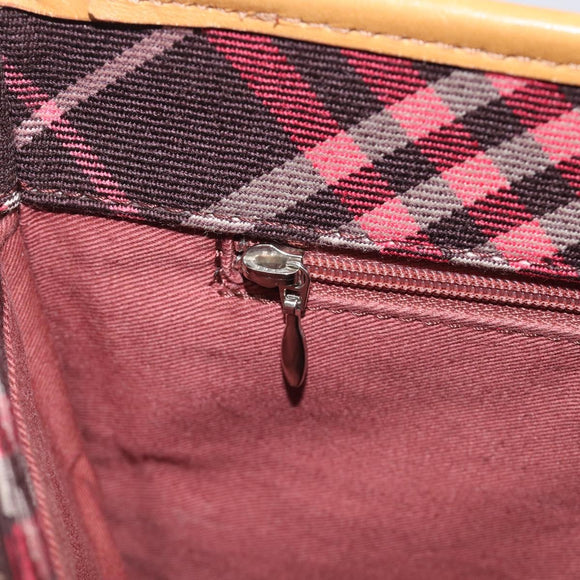 BURBERRY Nova Check Blue Label Shoulder Bag Canvas Red Silver Auth ka6927