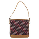 BURBERRY Nova Check Blue Label Shoulder Bag Canvas Red Silver Auth ka6927-3