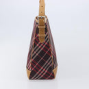 BURBERRY Nova Check Blue Label Shoulder Bag Canvas Red Silver Auth ka6927-4