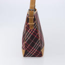 BURBERRY Nova Check Blue Label Shoulder Bag Canvas Red Silver Auth ka6927-5