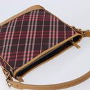 BURBERRY Nova Check Blue Label Shoulder Bag Canvas Red Silver Auth ka6927-6