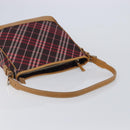 BURBERRY Nova Check Blue Label Shoulder Bag Canvas Red Silver Auth ka6927-7