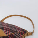 BURBERRY Nova Check Blue Label Shoulder Bag Canvas Red Silver Auth ka6927-9