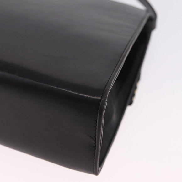 Bally Shoulder Bag Leather Black Gold Auth ka6937