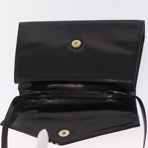 Bally Shoulder Bag Leather Black Gold Auth ka6937